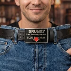 'Free Breathalyzer' Joke Belt 120cm New